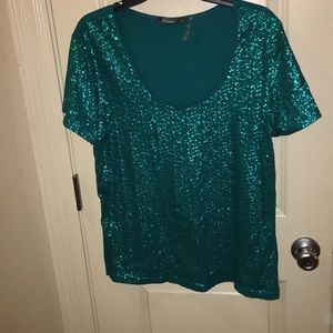 Kiara women’s sequined shirt size XXL teal